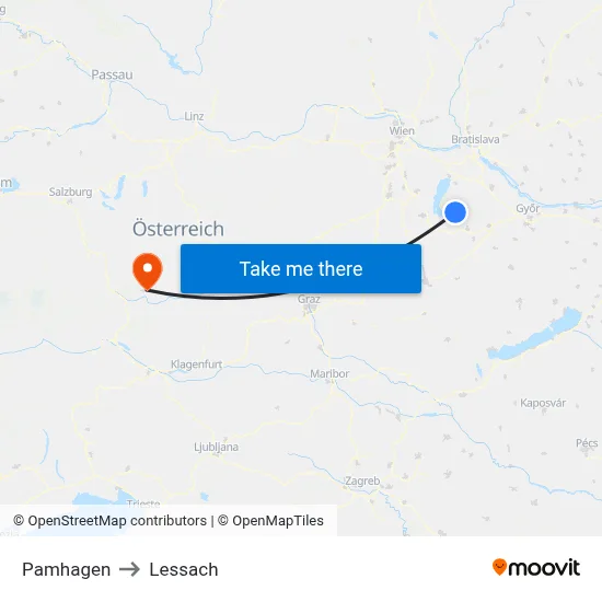 Pamhagen to Lessach map