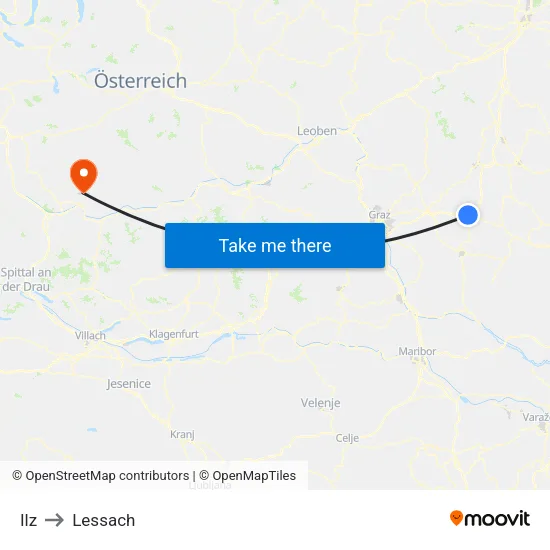 Ilz to Lessach map