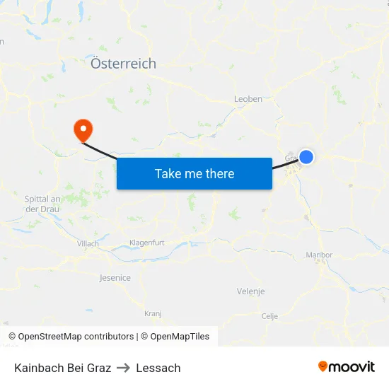 Kainbach Bei Graz to Lessach map