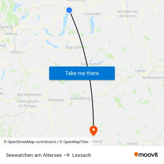 Seewalchen am Attersee to Lessach map