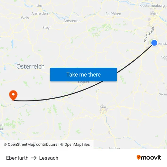 Ebenfurth to Lessach map