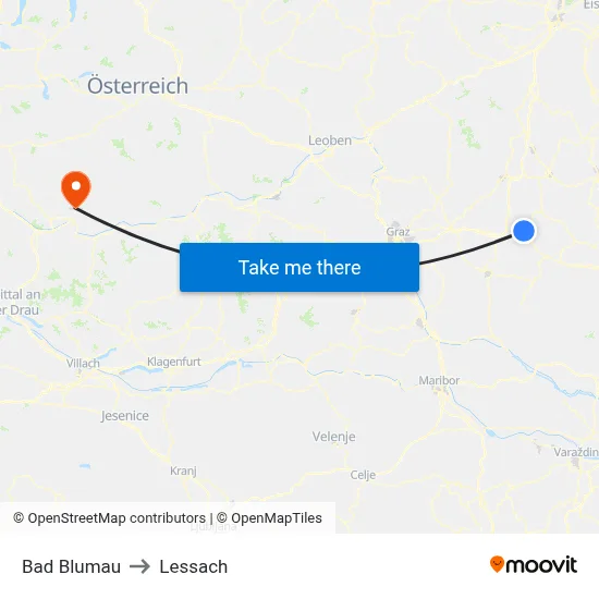 Bad Blumau to Lessach map
