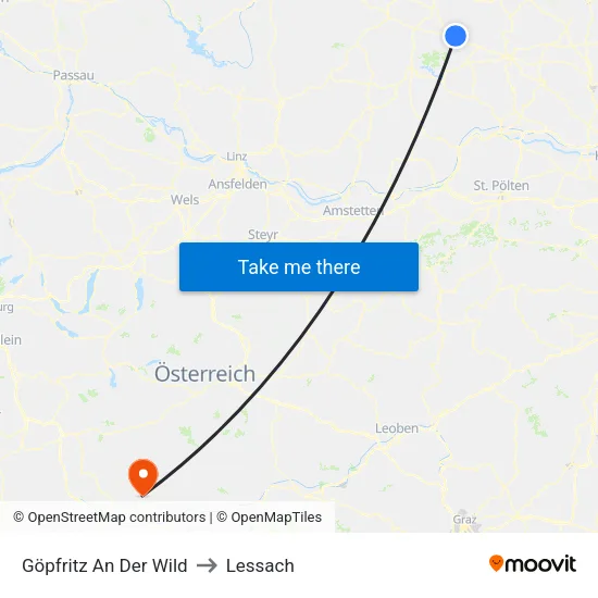 Göpfritz An Der Wild to Lessach map