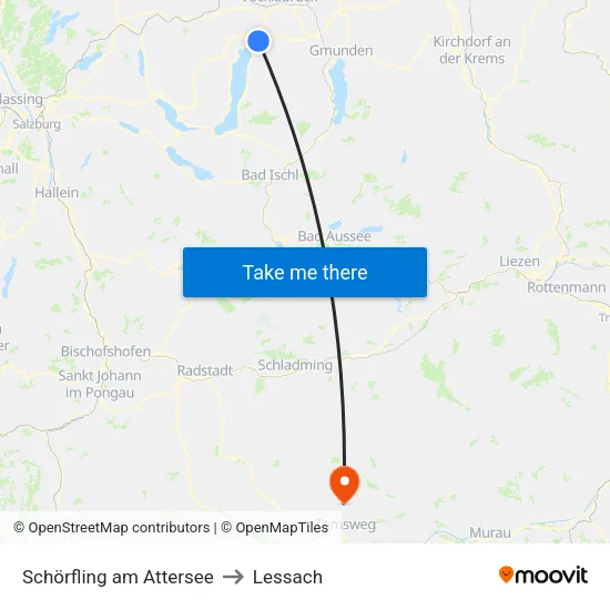 Schörfling am Attersee to Lessach map
