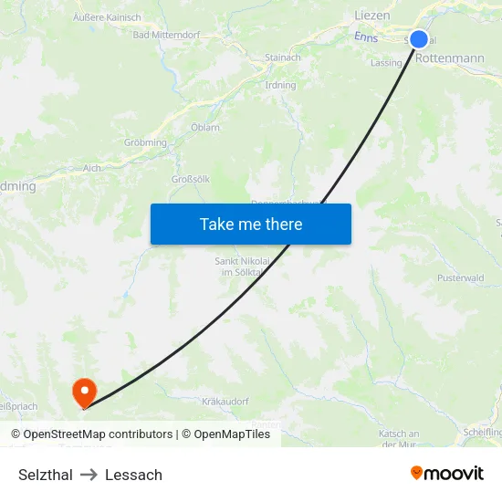 Selzthal to Lessach map