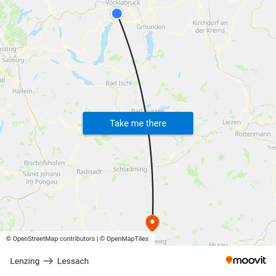 Lenzing to Lessach map