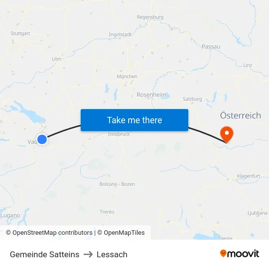 Gemeinde Satteins to Lessach map