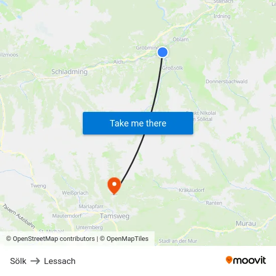 Sölk to Lessach map