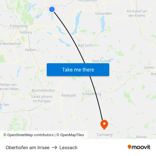Oberhofen am Irrsee to Lessach map