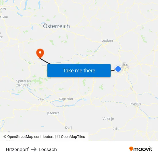 Hitzendorf to Lessach map