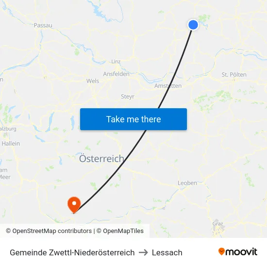 Gemeinde Zwettl-Niederösterreich to Lessach map