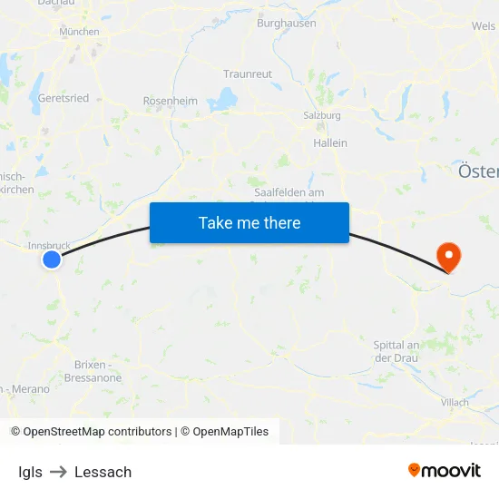 Igls to Lessach map