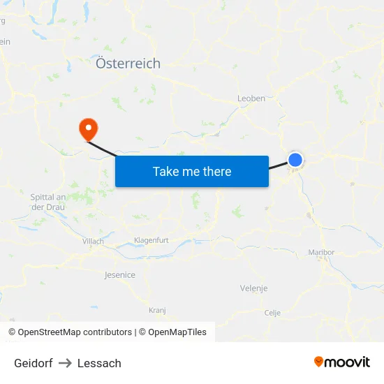 Geidorf to Lessach map