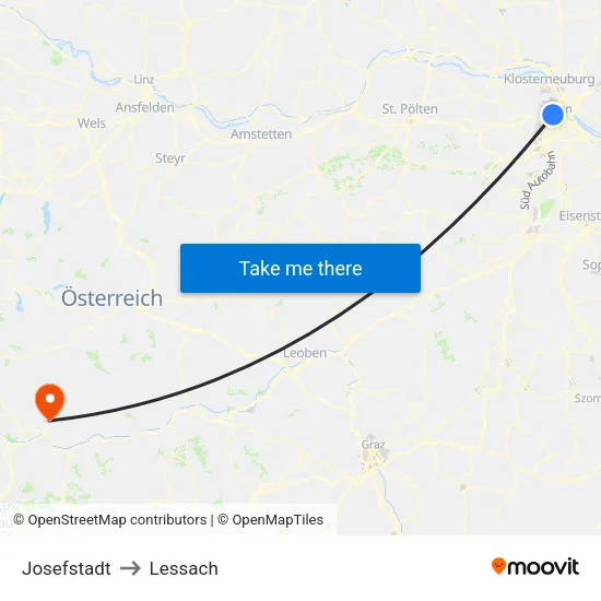 Josefstadt to Lessach map