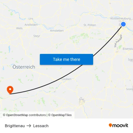 Brigittenau to Lessach map