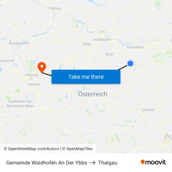 Gemeinde Waidhofen An Der Ybbs to Thalgau map
