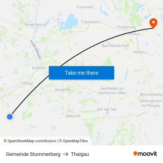 Gemeinde Stummerberg to Thalgau map