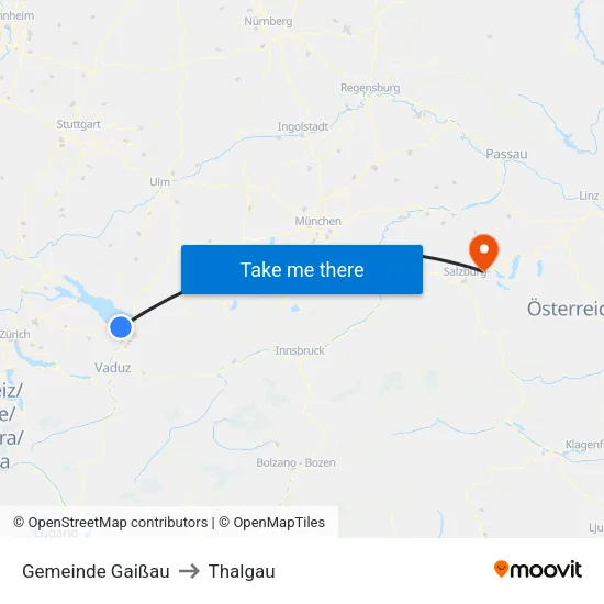 Gemeinde Gaißau to Thalgau map