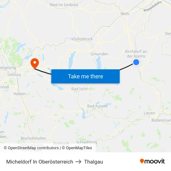 Micheldorf In Oberösterreich to Thalgau map