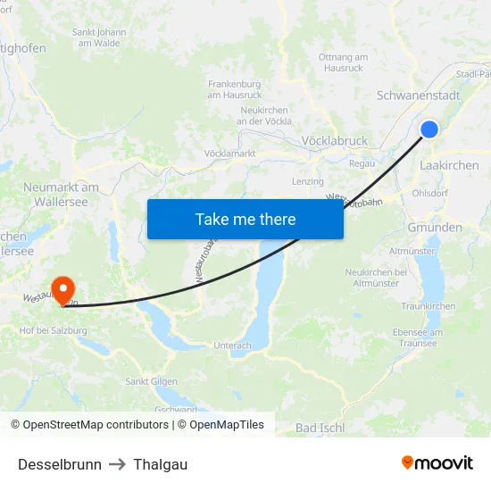 Desselbrunn to Thalgau map
