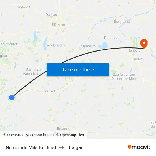 Gemeinde Mils Bei Imst to Thalgau map