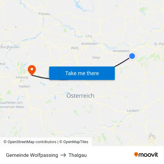 Gemeinde Wolfpassing to Thalgau map