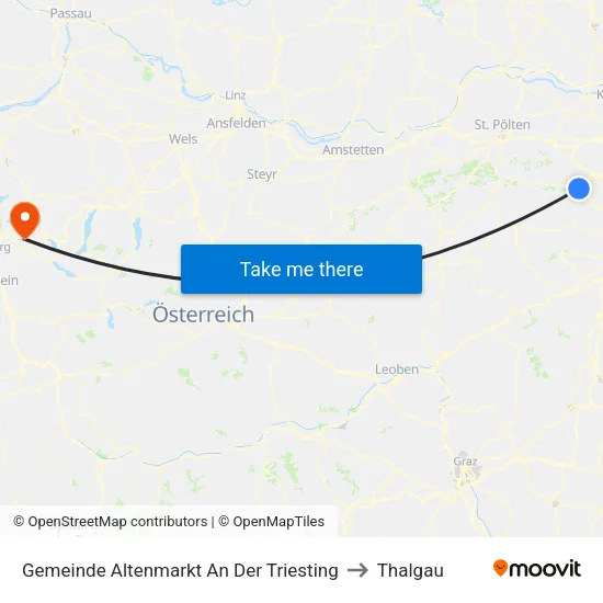 Gemeinde Altenmarkt An Der Triesting to Thalgau map
