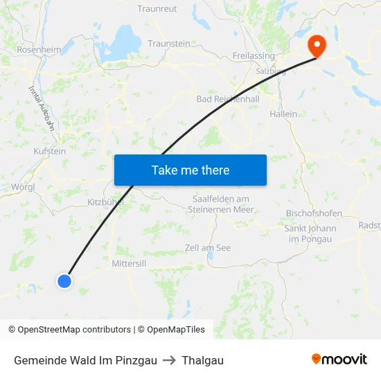 Gemeinde Wald Im Pinzgau to Thalgau map