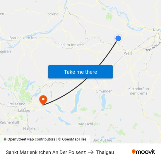 Sankt Marienkirchen An Der Polsenz to Thalgau map