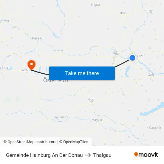 Gemeinde Hainburg An Der Donau to Thalgau map
