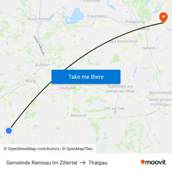 Gemeinde Ramsau Im Zillertal to Thalgau map