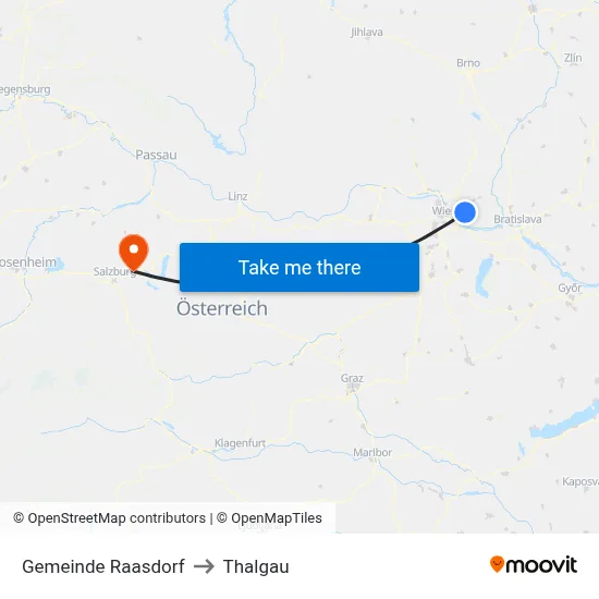 Gemeinde Raasdorf to Thalgau map