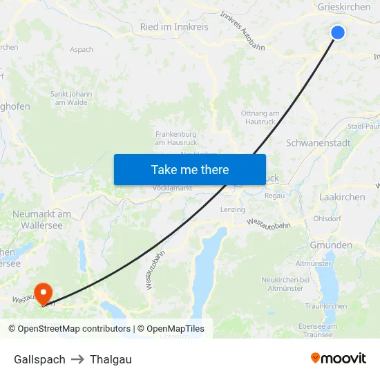 Gallspach to Thalgau map