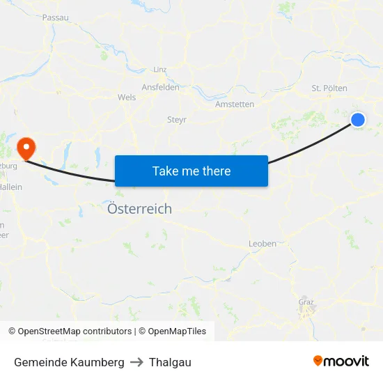 Gemeinde Kaumberg to Thalgau map