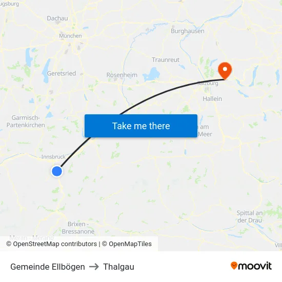 Gemeinde Ellbögen to Thalgau map