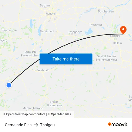 Gemeinde Fiss to Thalgau map