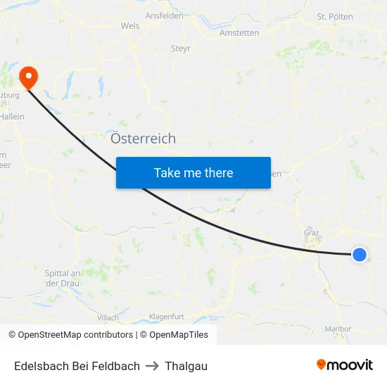 Edelsbach Bei Feldbach to Thalgau map