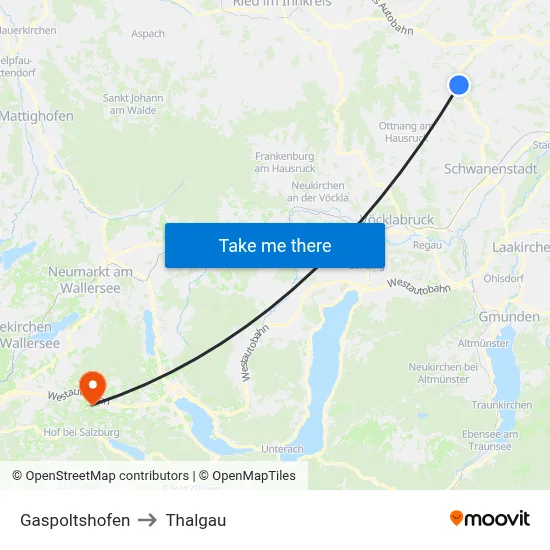 Gaspoltshofen to Thalgau map