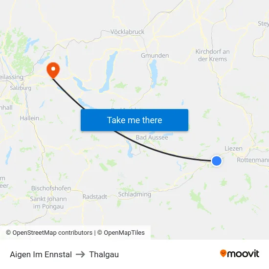 Aigen Im Ennstal to Thalgau map