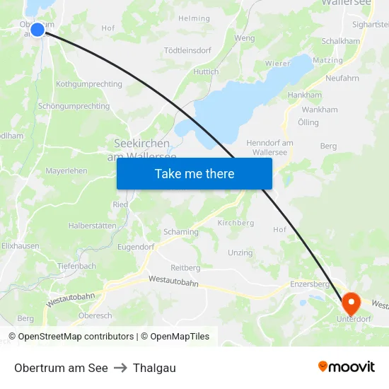 Obertrum am See to Thalgau map
