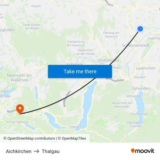 Aichkirchen to Thalgau map