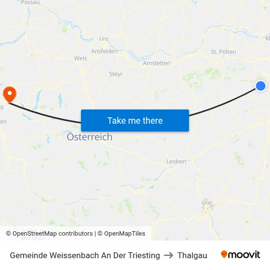 Gemeinde Weissenbach An Der Triesting to Thalgau map