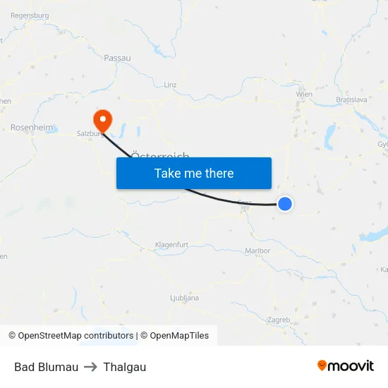 Bad Blumau to Thalgau map