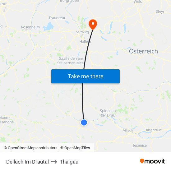 Dellach Im Drautal to Thalgau map