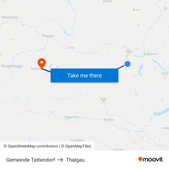 Gemeinde Tattendorf to Thalgau map