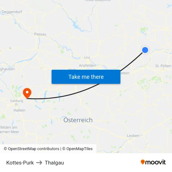 Kottes-Purk to Thalgau map