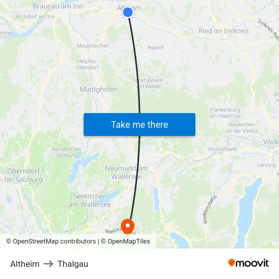 Altheim to Thalgau map