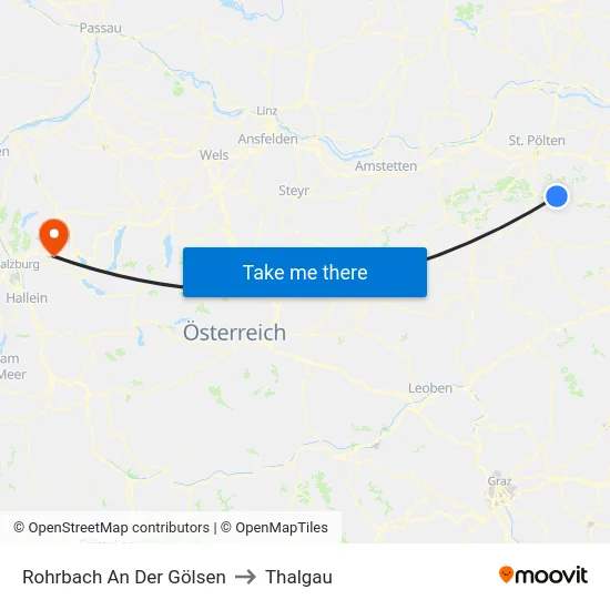 Rohrbach An Der Gölsen to Thalgau map