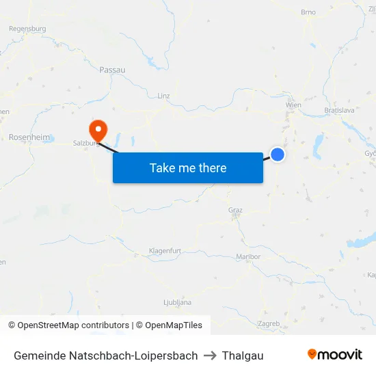 Gemeinde Natschbach-Loipersbach to Thalgau map