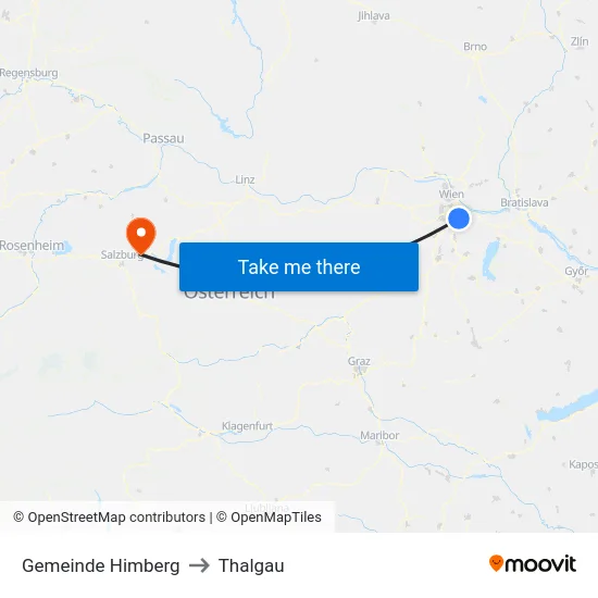 Gemeinde Himberg to Thalgau map